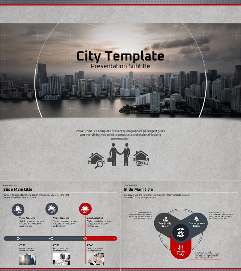 도시 부동산 테마 PPT 템플릿 – 세련되고 기능적인 디자인
