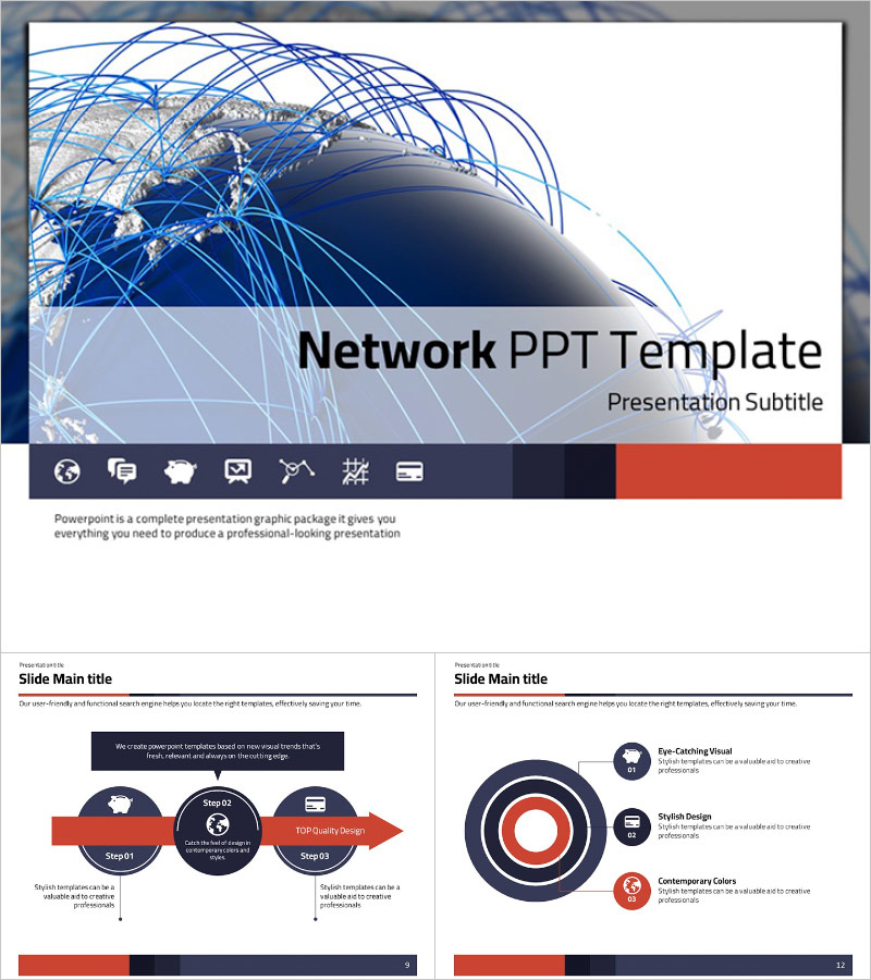 글로벌 네트워크 PPT 템플릿 – 비즈니스 설정에 최적화된 디자인