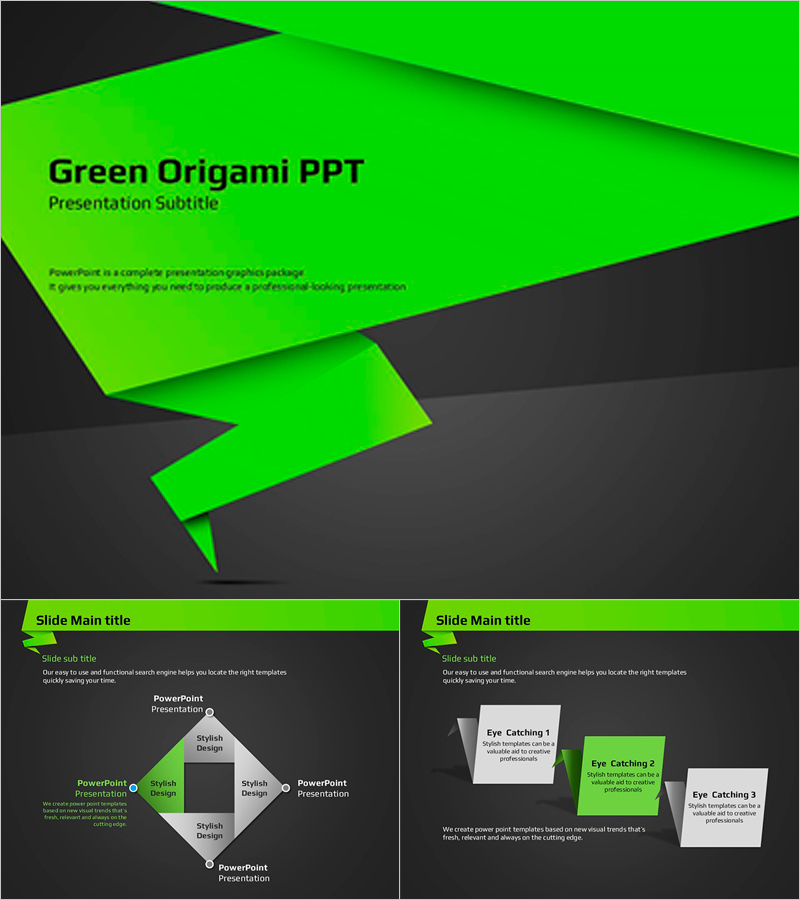 녹색 종이접기 프레젠테이션 템플릿 – 현대적인 디자인과 시각적 매력