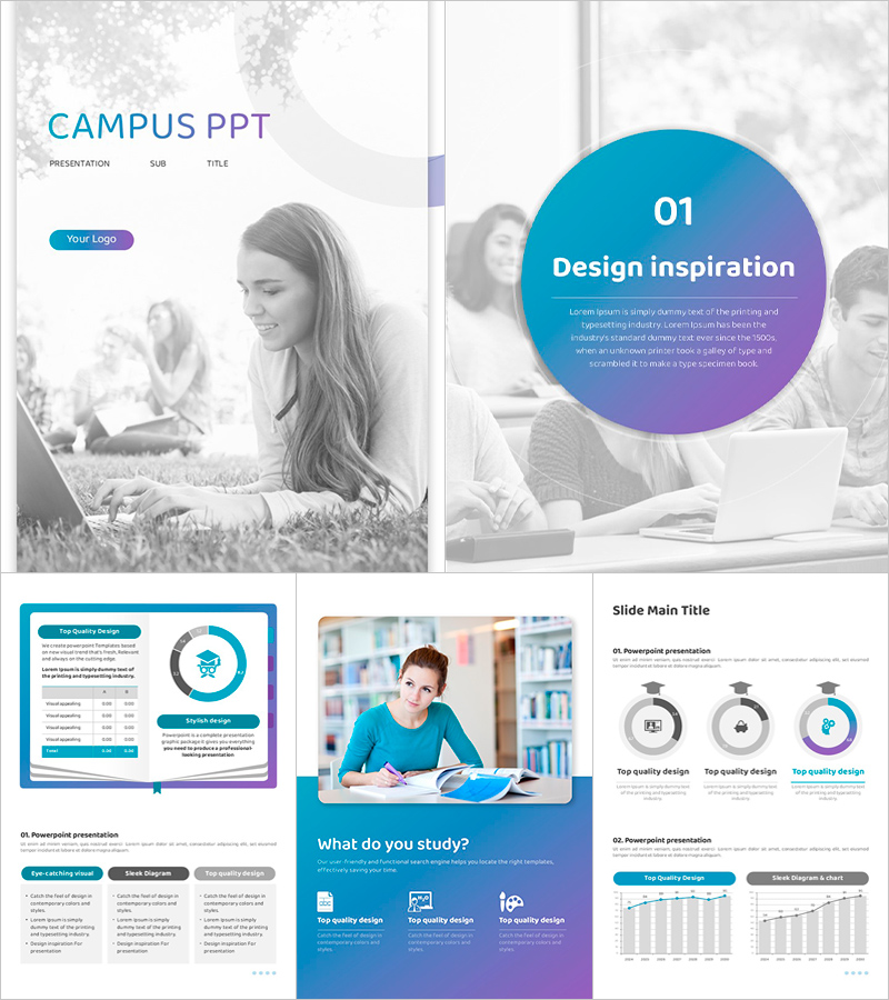 교육 프레젠테이션 템플릿 – 세련된 세로형 디자인