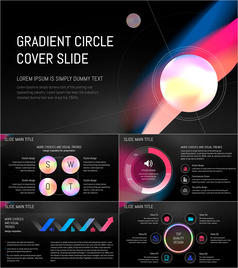 원형 그라데이션 와이드 PPT 템플릿 – 시선을 사로잡는 현대적 디자인