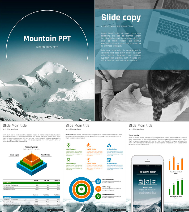 산 테마 세로형 PPT 템플릿 – 자연을 담은 감각적 디자인
