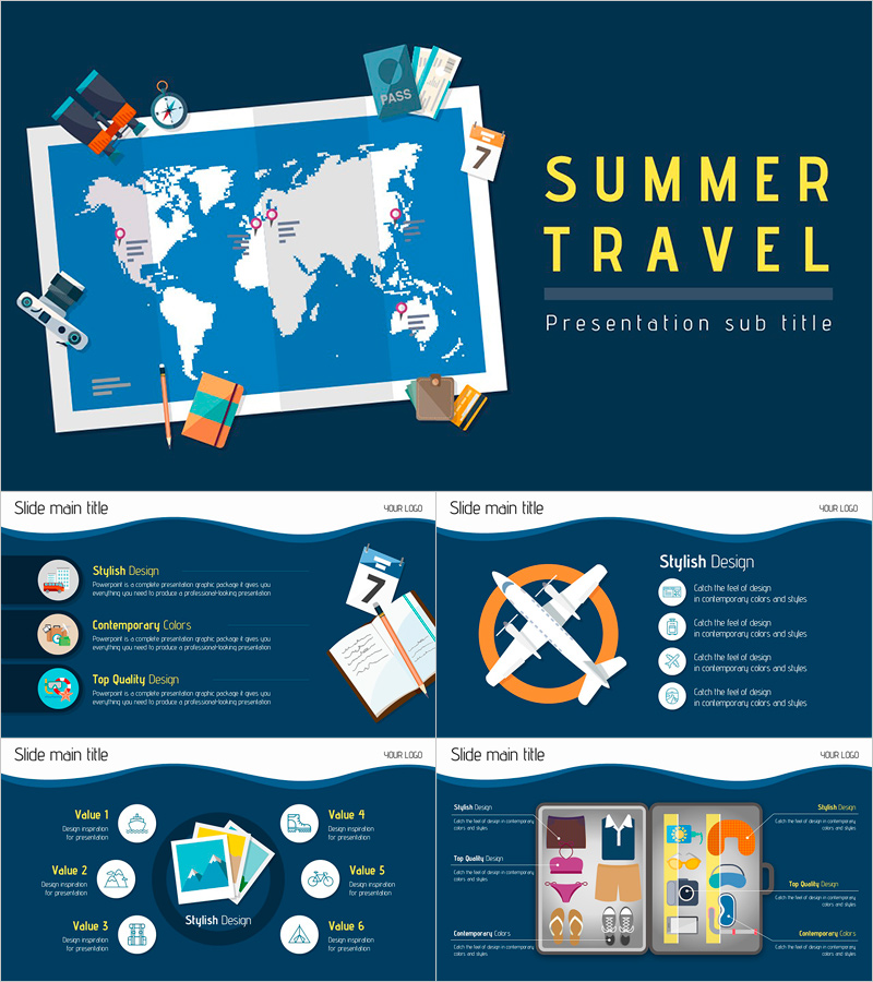 Summer Travel Illustration Wide Template – Stylish Travel Design