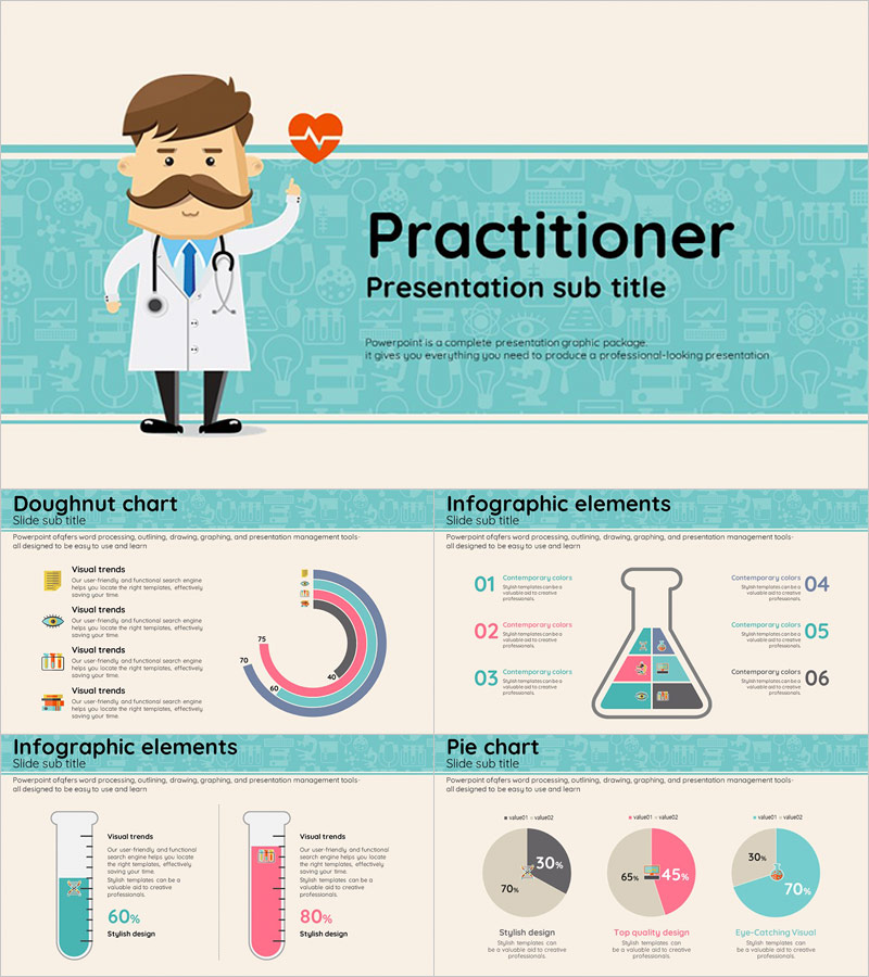 의사 일러스트 와이드 피피티 템플릿 – 세련된 의료 디자인