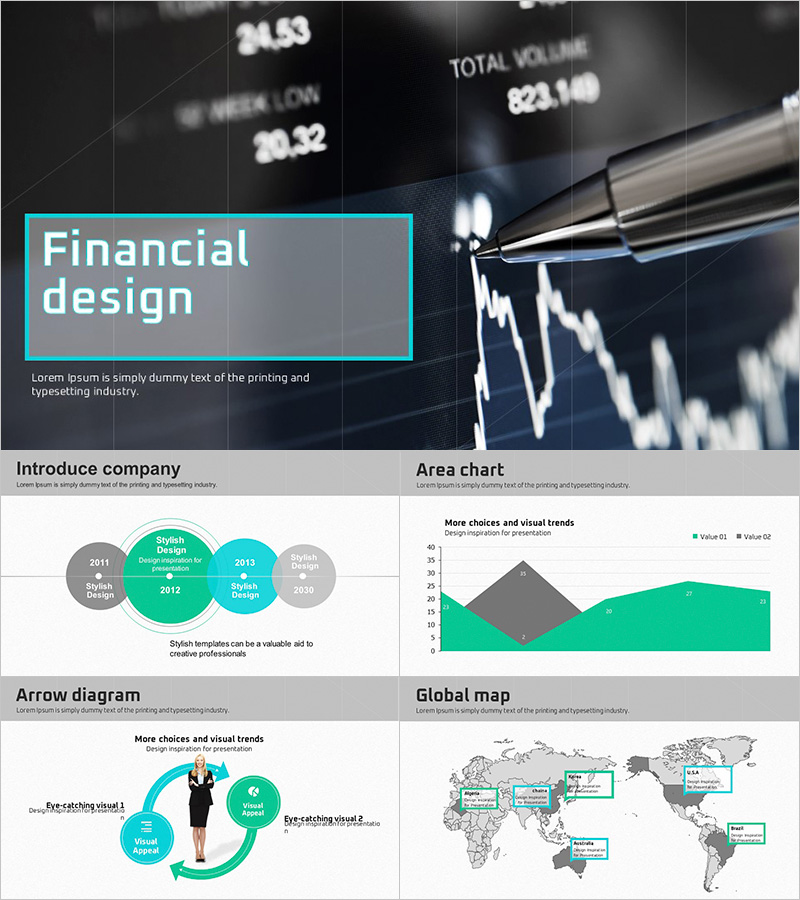 금융설계 와이드 프레젠테이션 템플릿 – 전문성과 세련됨을 갖춘 디자인