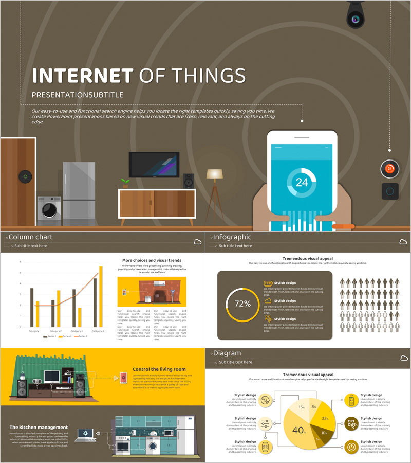 IOT Themed Portrait Presentation Template – Modern Design with Rich Visual Appeal