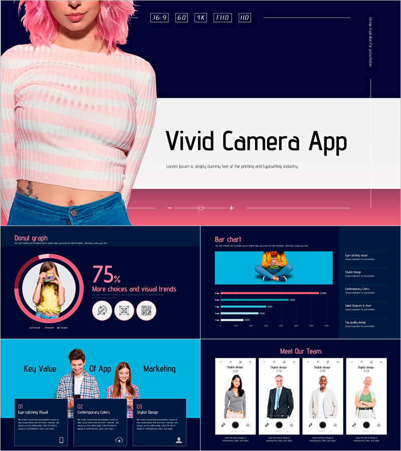 비비드 카메라앱 PPT 템플릿 – 생동감 있는 시각적 디자인