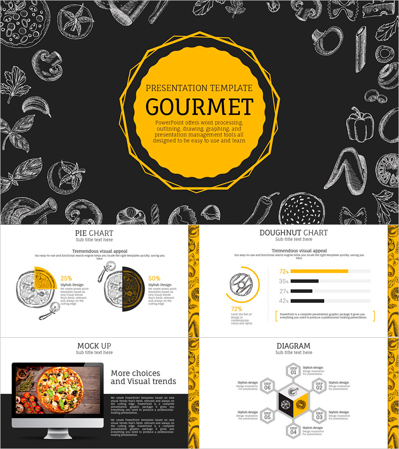 맛있는 요리 프레젠테이션 템플릿 – 시각적으로 매력적인 디자인