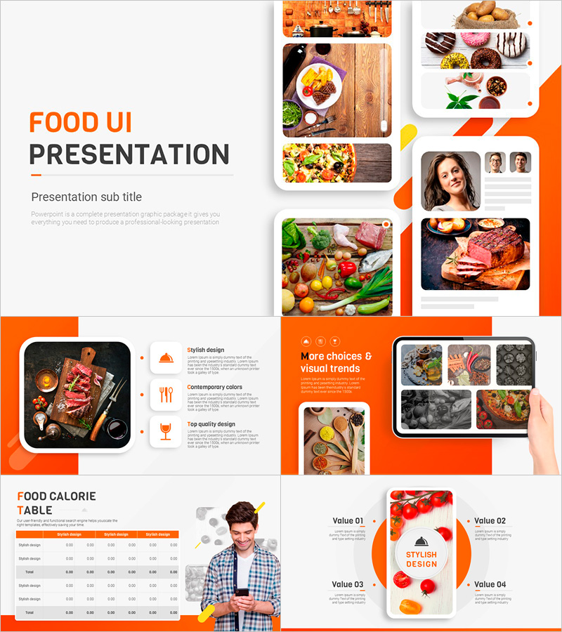 음식 UI 프레젠테이션 템플릿 – 감각적인 디자인과 시각적 요소