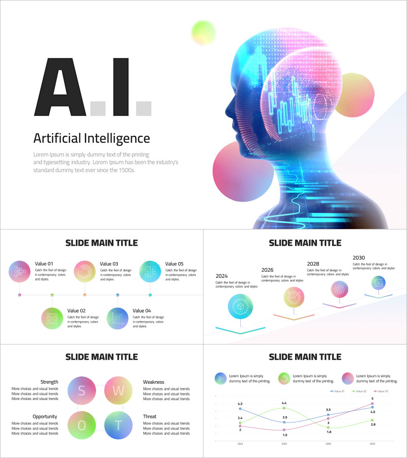 AI Presentation Template Wide – Futuristic and Modern Design