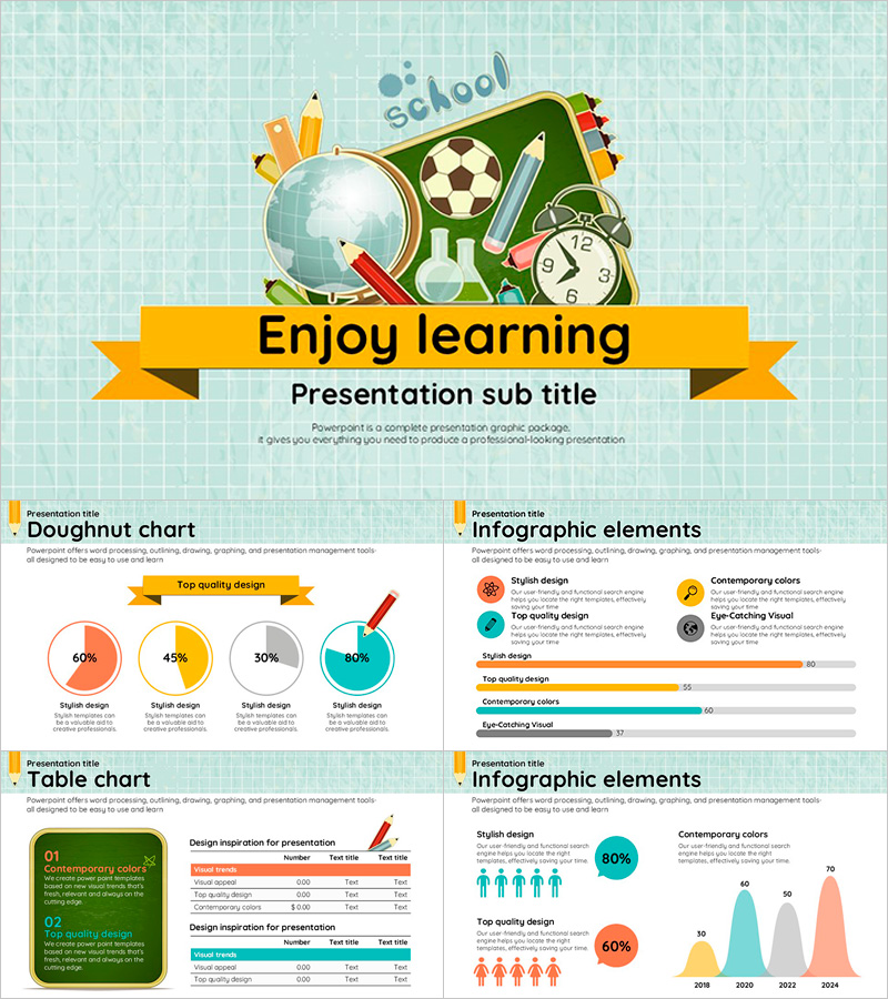 Learning PowerPoint Wide Template – Colorful Educational Design