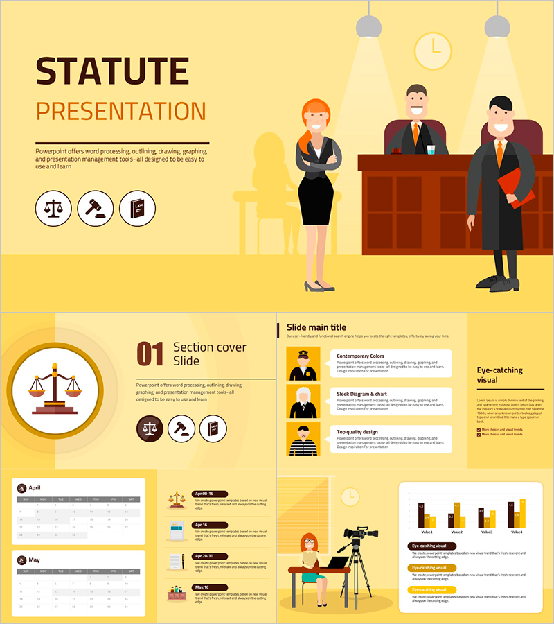 재판 프레젠테이션 템플릿 – 스타일리시하고 현대적인 디자인