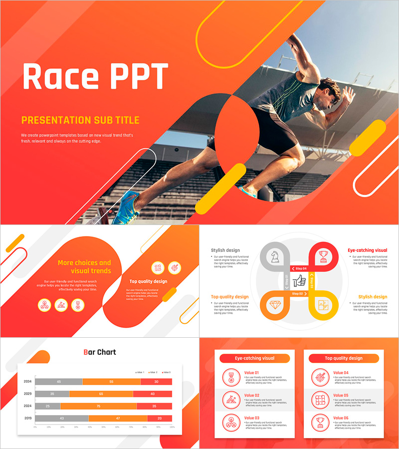 경주 와이드 슬라이드 템플릿 – 스포츠 관련 시각적 구성