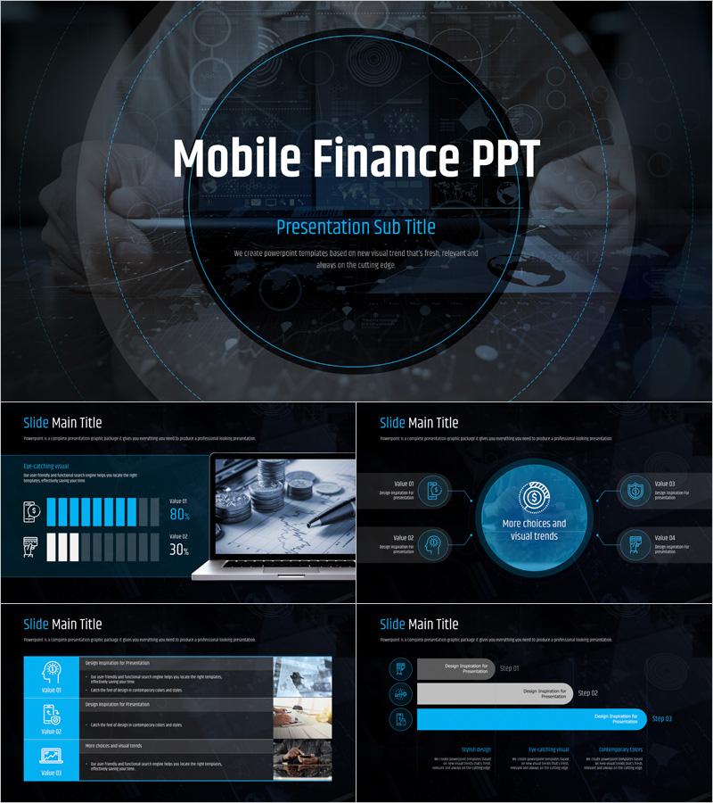 모바일 금융 프레젠테이션 템플릿 – 세련된 디자인으로 금융 정보를 전달