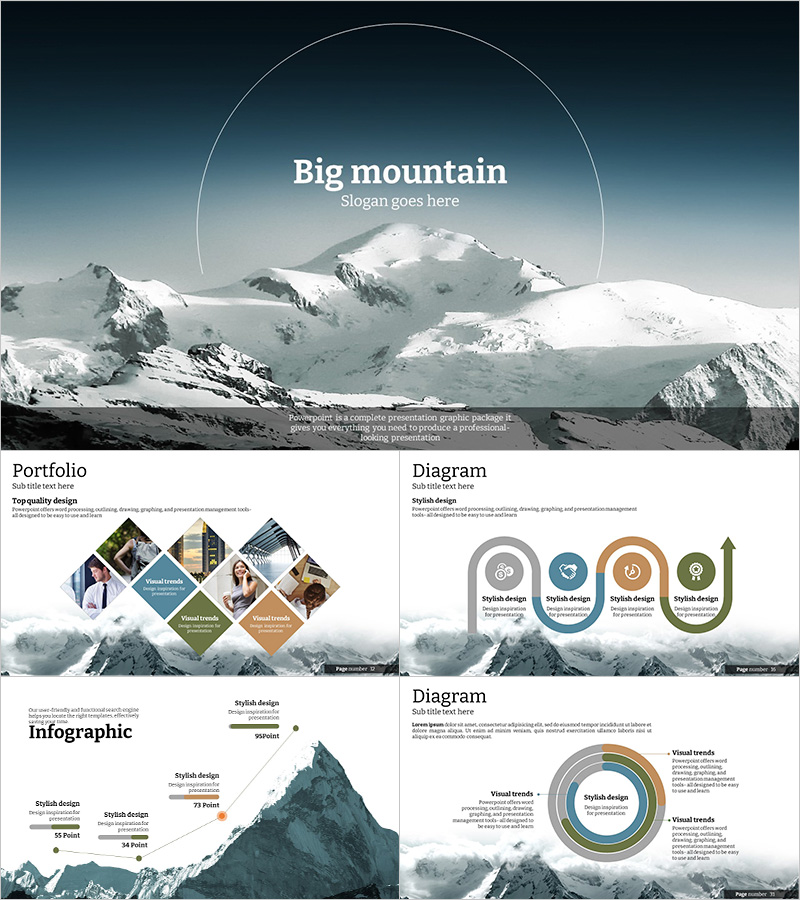 산 테마 피피티 템플릿 – 자연을 담은 세련된 디자인