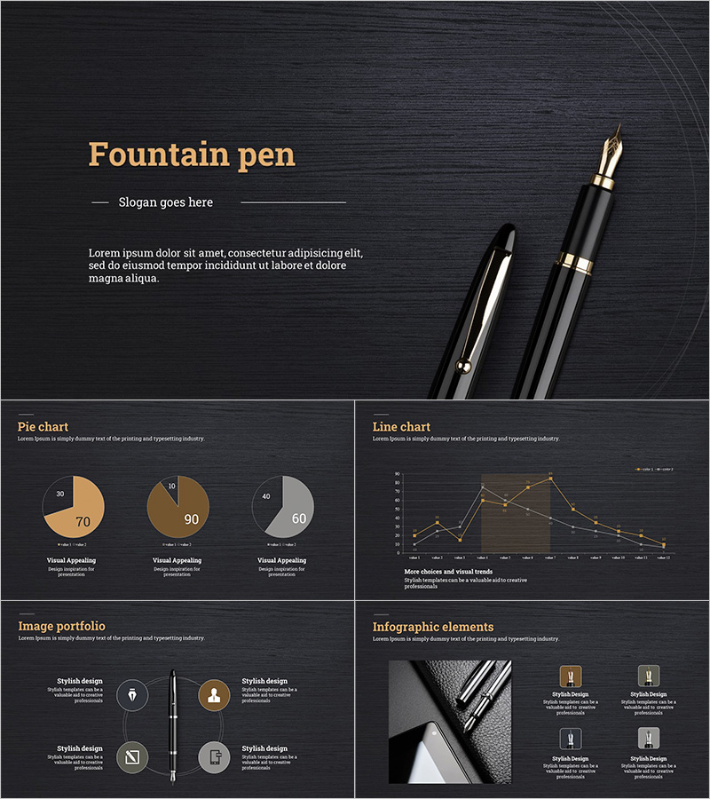 만년필 테마 프레젠테이션 – 세련된 비즈니스 슬라이드 디자인