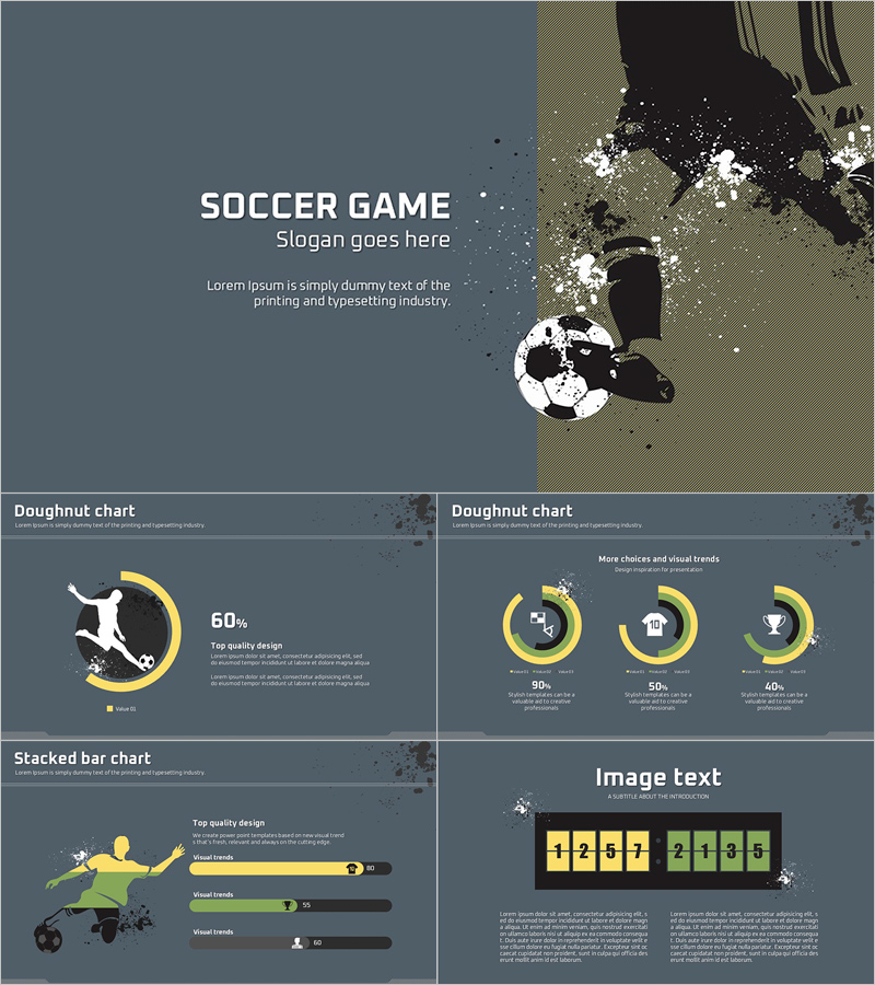 축구 와이드 PPT 템플릿 – 역동적이고 활용도 높은 디자인