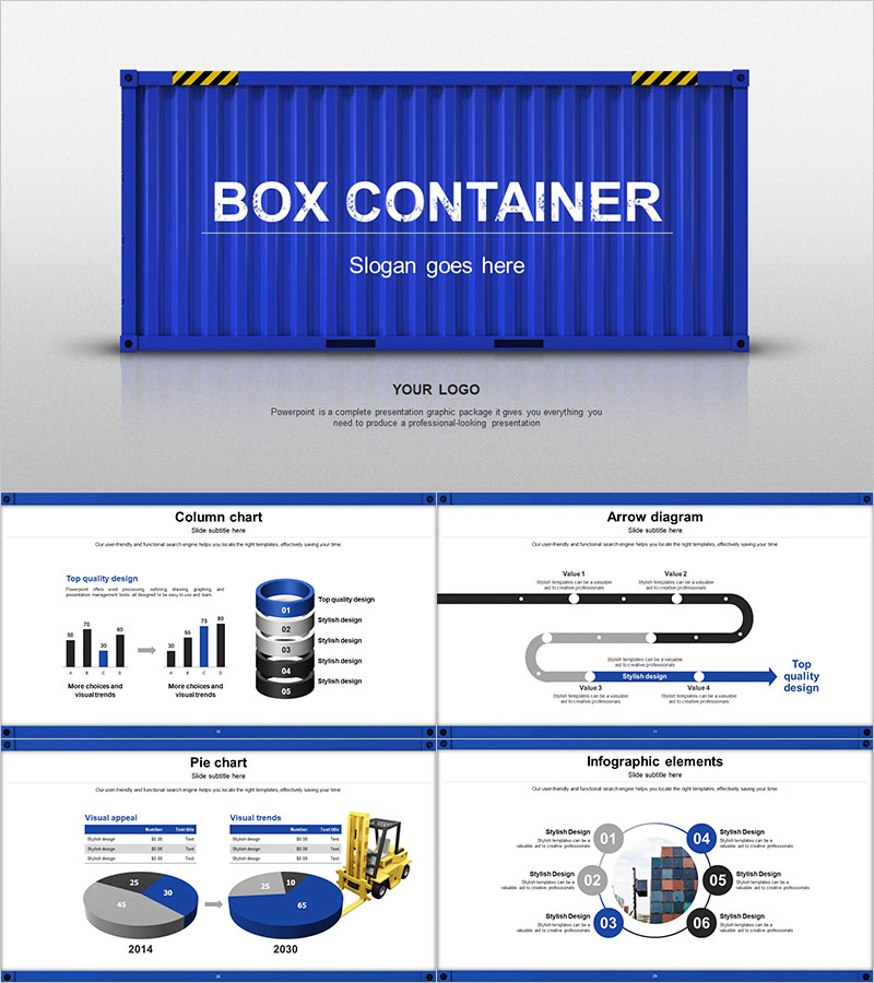 콘테이너 디자인 와이드 피피티 템플릿 – 효율적인 비즈니스 프레젠테이션 디자인