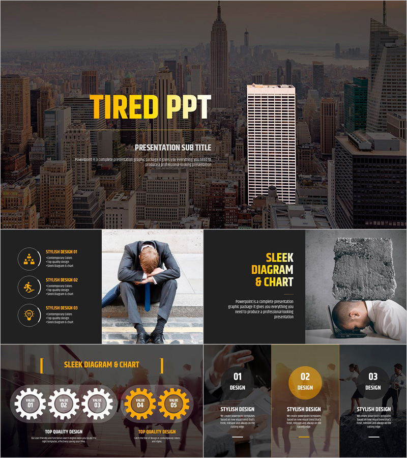 지친 일상 와이드 피피티 – 세련되고 감각적인 디자인