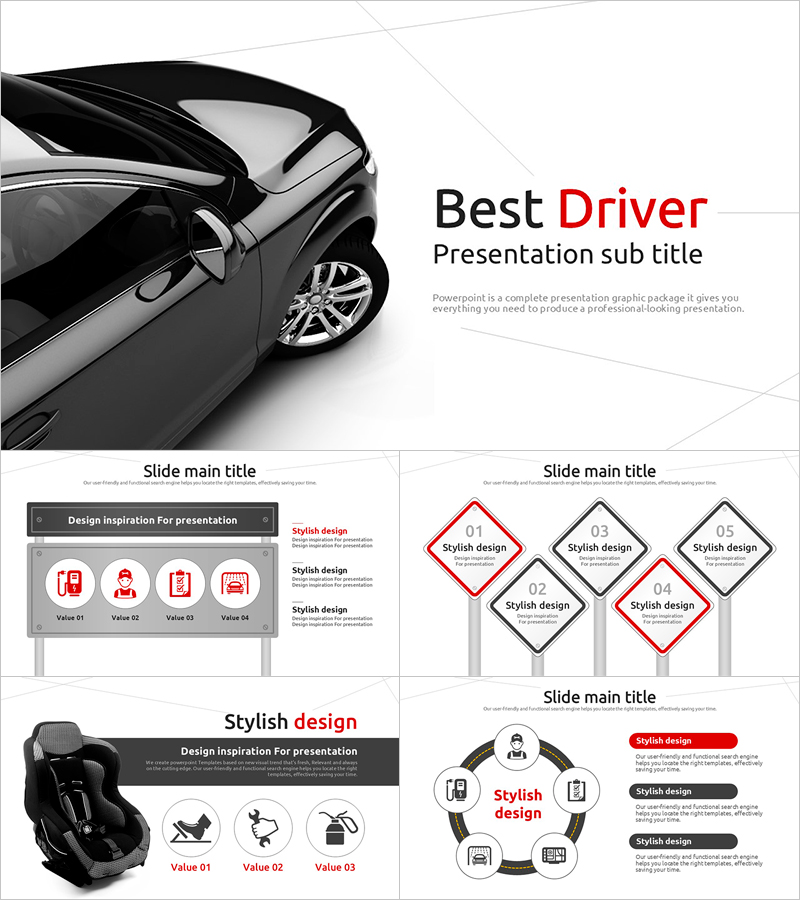 자동차 프레젠테이션 템플릿 – 스타일리시하고 현대적인 디자인