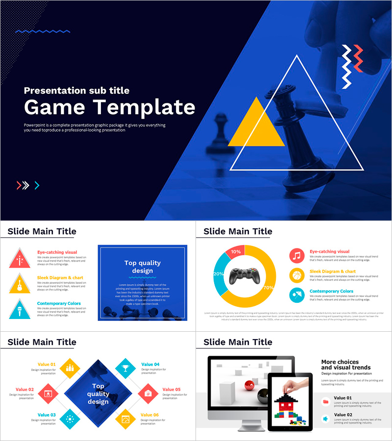 게임 PPT 템플릿 – 색다른 비주얼과 다채로운 구성