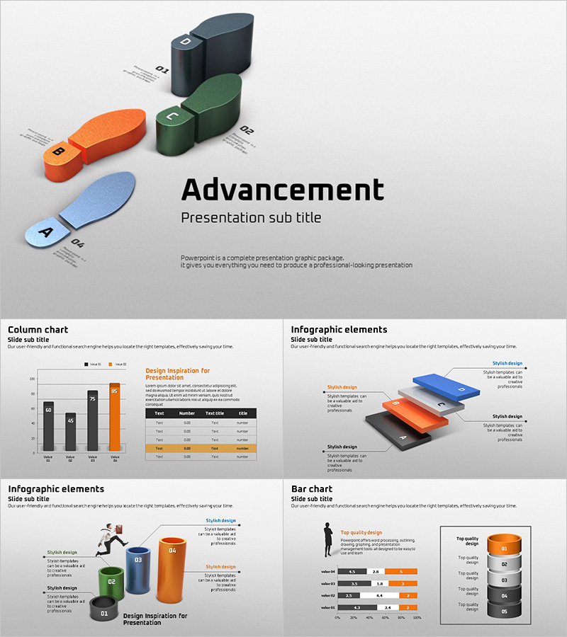 발전 테마 프레젠테이션 템플릿 – 비즈니스에 최적화된 디자인