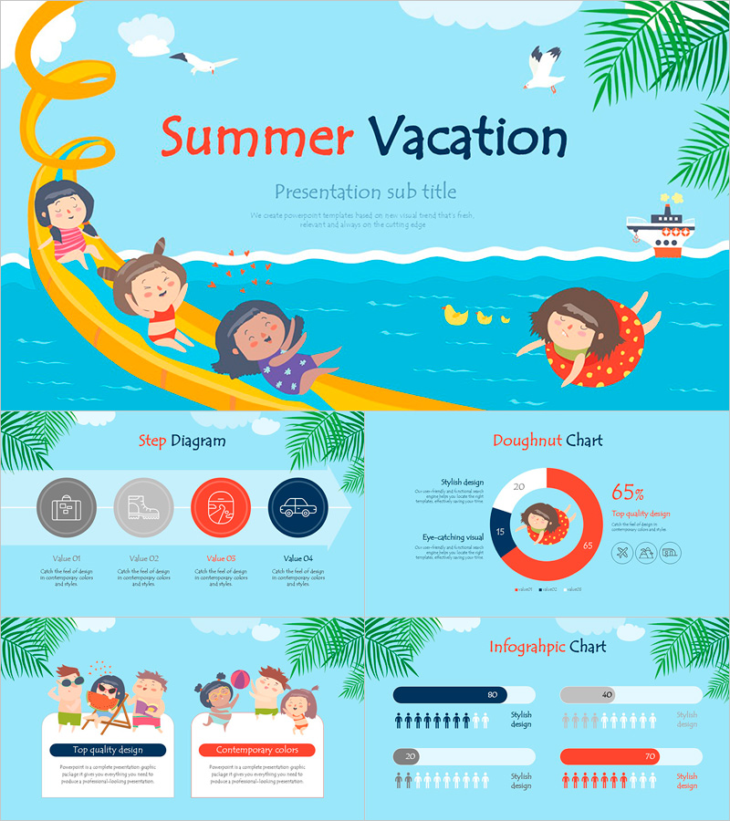 Summer Vacation Presentation Template – Design Capturing the Joy of Summer