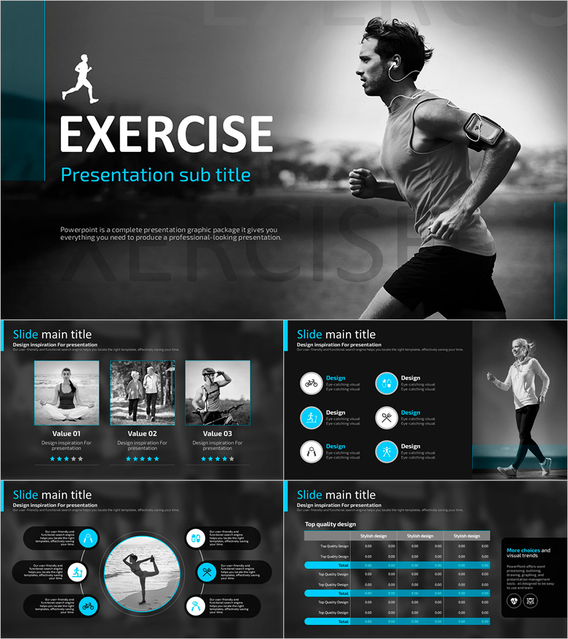 운동 와이드 PPT 템플릿 – 활력 넘치는 디자인
