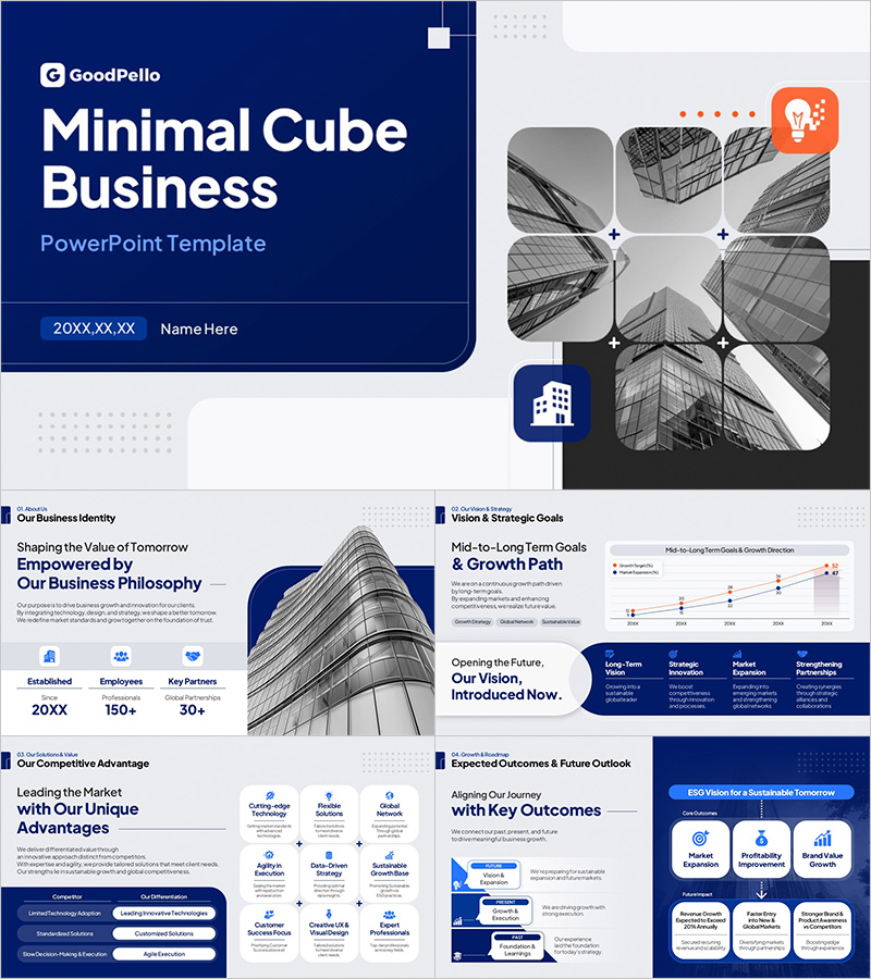 Minimal Cube Business Presentation Template – Key Elements of Elegant Design