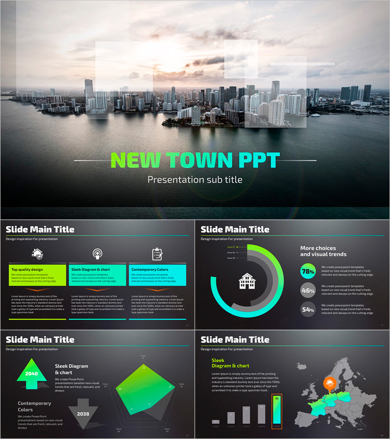 New Town Presentation Template – Modern Design and Professionalism