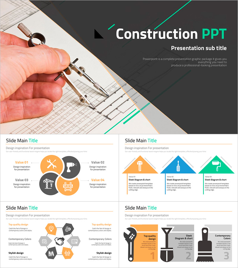 Construction PPT Template Wide – Modern and Practical Design
