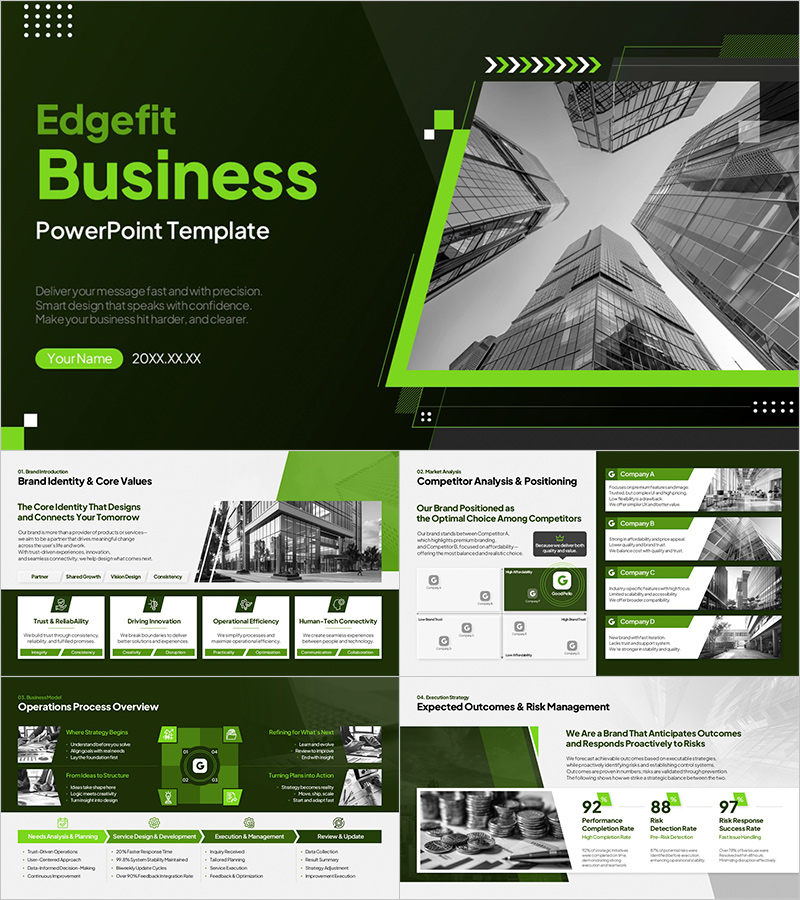 Edgefit Business Presentation Template – Sleek and Professional Design