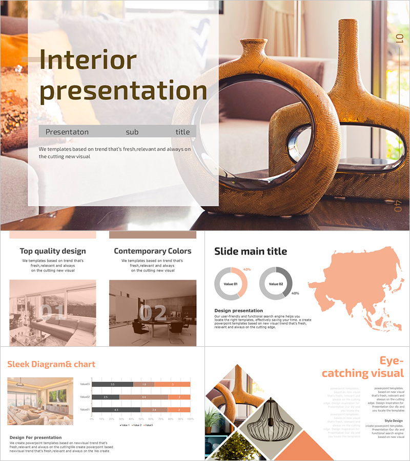 인테리어 프레젠테이션 템플릿 – 세련되고 현대적인 디자인