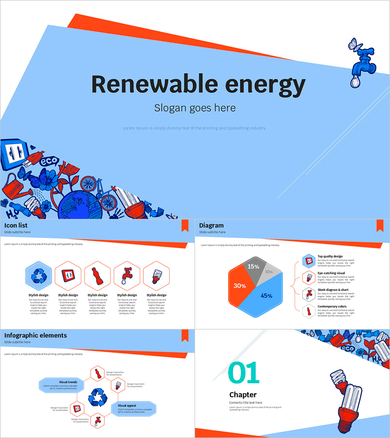재생 에너지 파워포인트 - 생동감 넘치는 디자인