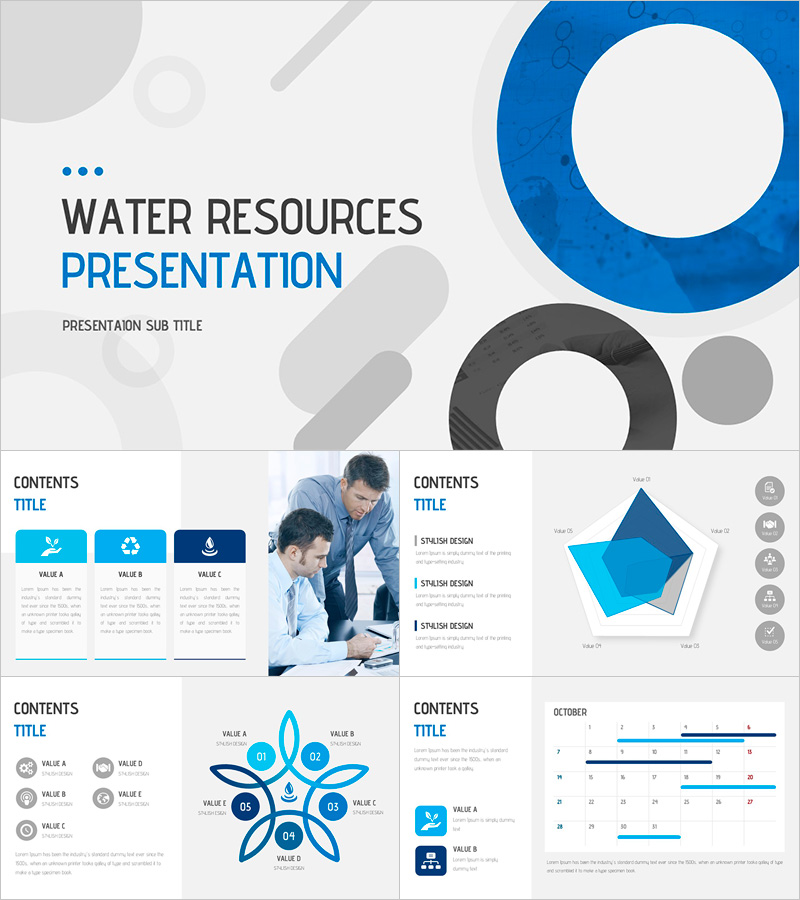 수자원 활용 프레젠테이션 템플릿 – 산뜻하고 전문적인 디자인