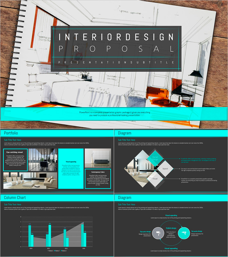 Interior Design Presentation Template – Stylish Wide Design