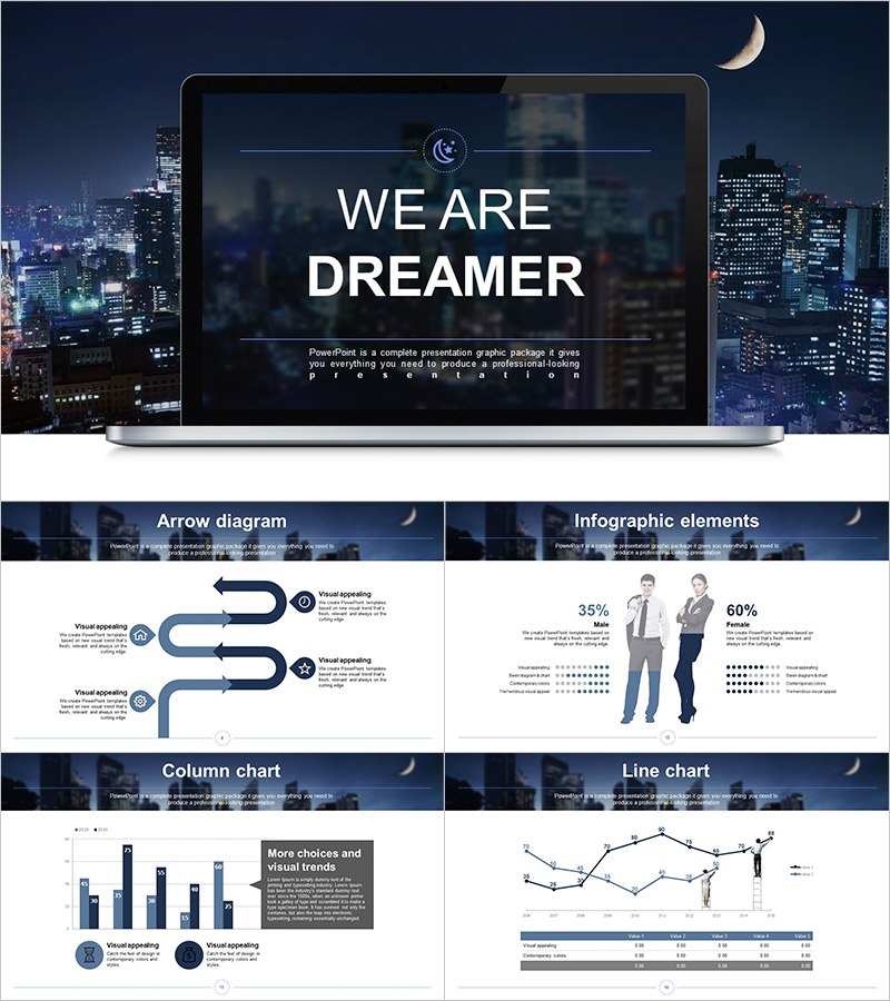 비즈니스 드림 와이드 프레젠테이션 – 세련되고 전문적인 디자인