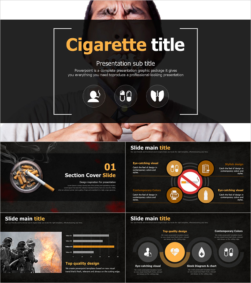 담배 관련 프레젠테이션 템플릿 – 감각적이고 실용적인 디자인