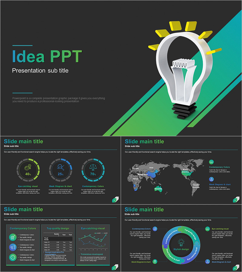 아이디어 와이드 프레젠테이션 템플릿 – 현대적이고 시각적인 디자인