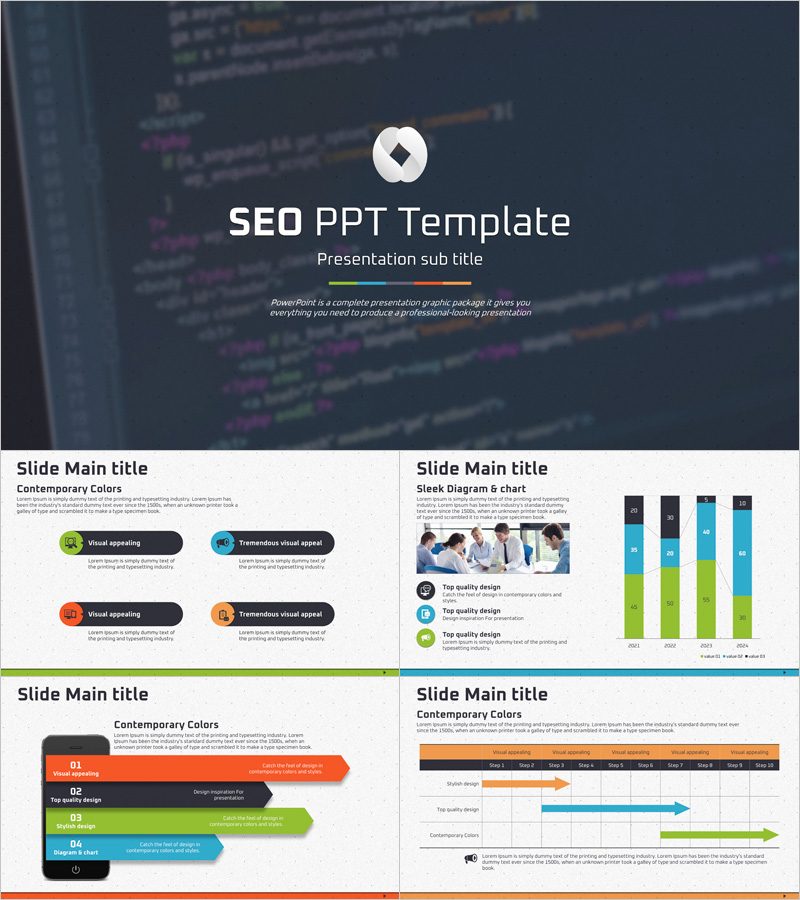 SEO PowerPoint Wide Template – Modern and Visual-Centric Design