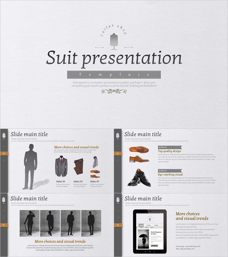 정장 프레젠테이션 템플릿 – 세련된 디자인과 실용성