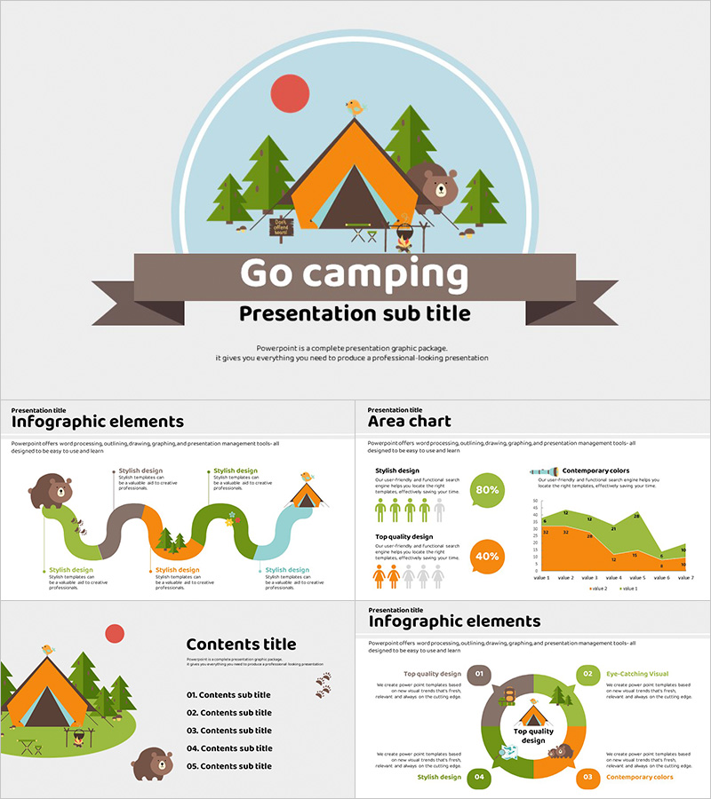 Camping Illustration PowerPoint Template – Fun Summer Camping Vibe