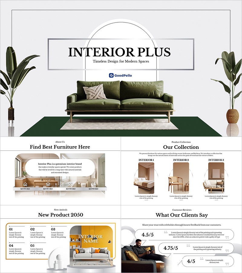 인테리어 플러스 프레젠테이션 템플릿 – 현대적이고 우아한 디자인