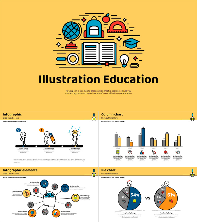 귀여운 일러스트 교육 프레젠테이션 – 밝고 활기찬 디자인