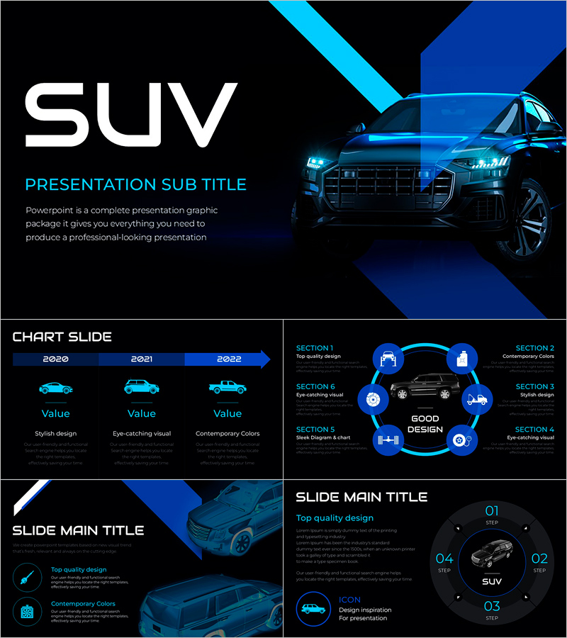 SUV 프레젠테이션 템플릿 – 세련되고 스타일리시한 디자인