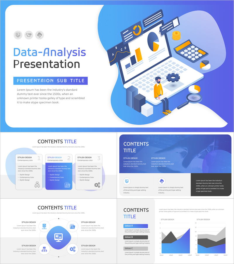 데이터 분석 와이드 프레젠테이션 템플릿 – 세련되게 정보 전달