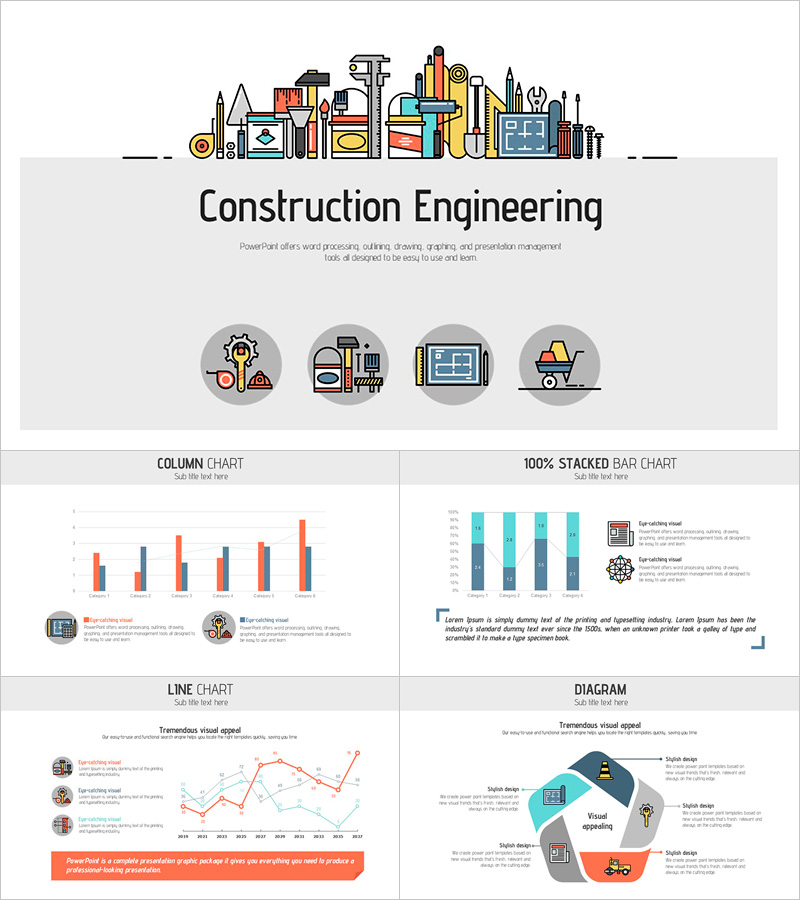 건설 공학 프레젠테이션 템플릿 – 시각적으로 매력적인 디자인