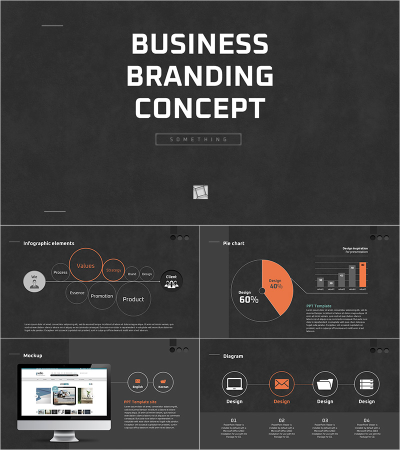 비즈니스 브랜딩 프레젠테이션 템플릿 – 강렬한 시각적 구성