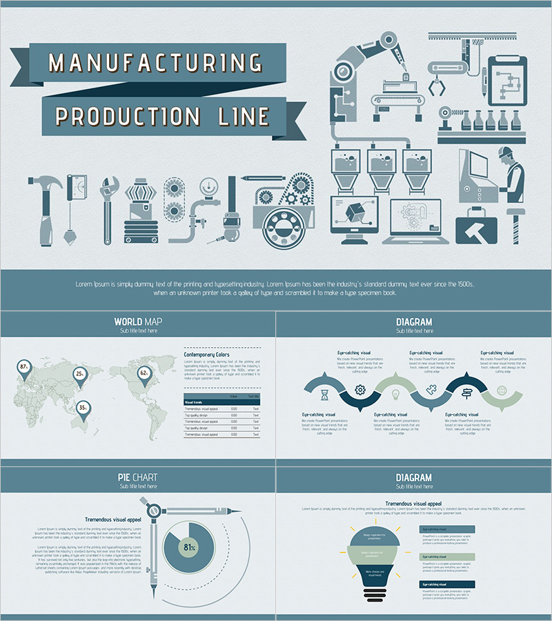 제조 생산 라인 PPT - 비즈니스 프레젠테이션의 시각적 전달