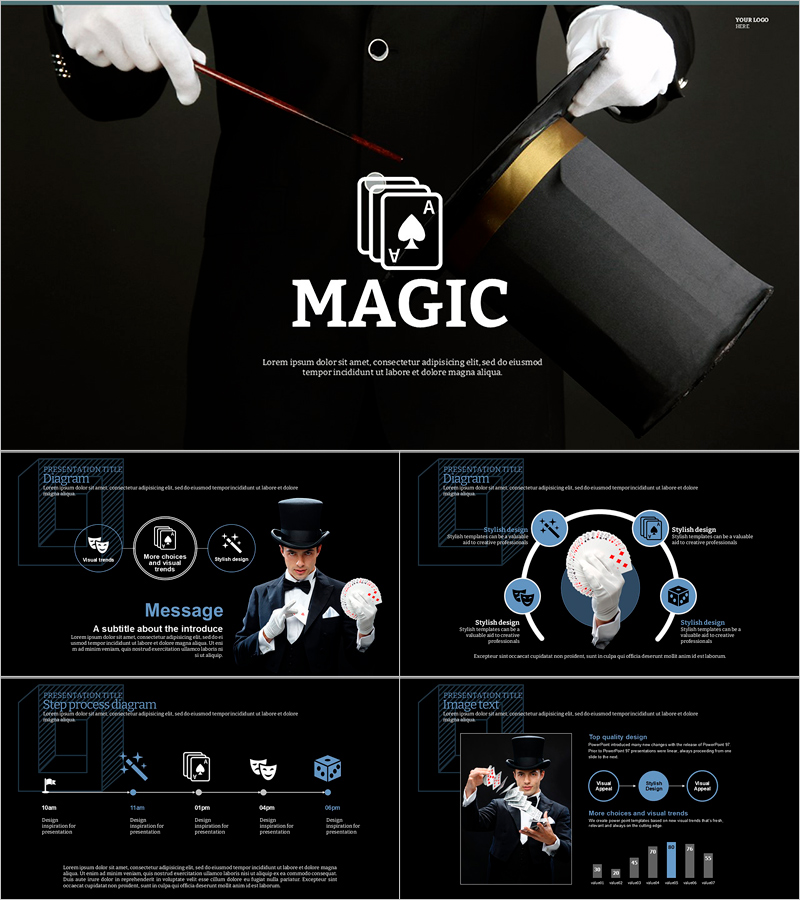 마술 프레젠테이션 템플릿 – 창의적인 비주얼 구성